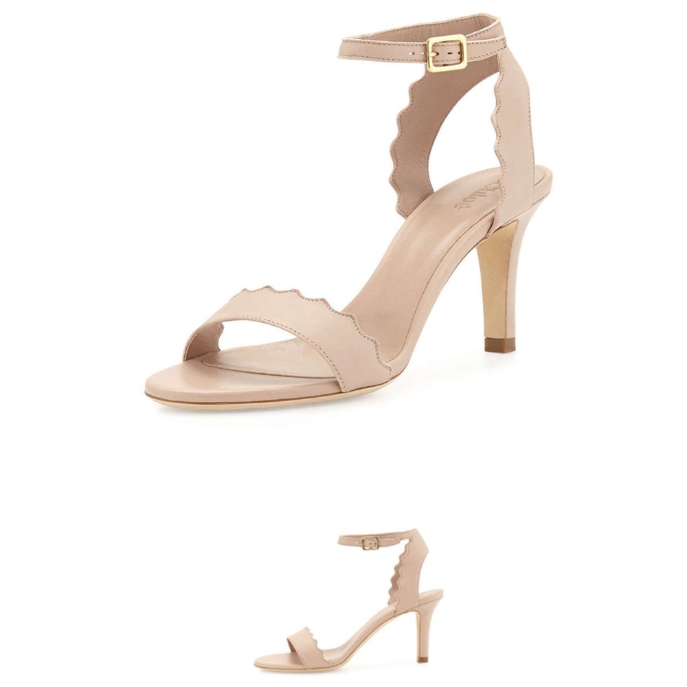 Chloé Lauren Scalloped Leather Sandal Nude in 35.5